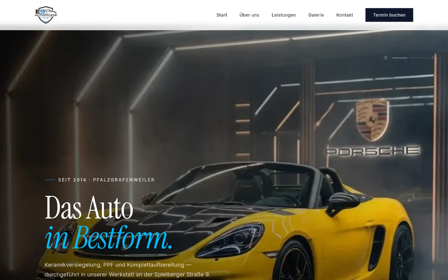 Page d'accueil d'ES Autopflege, spécialiste du soin automobile