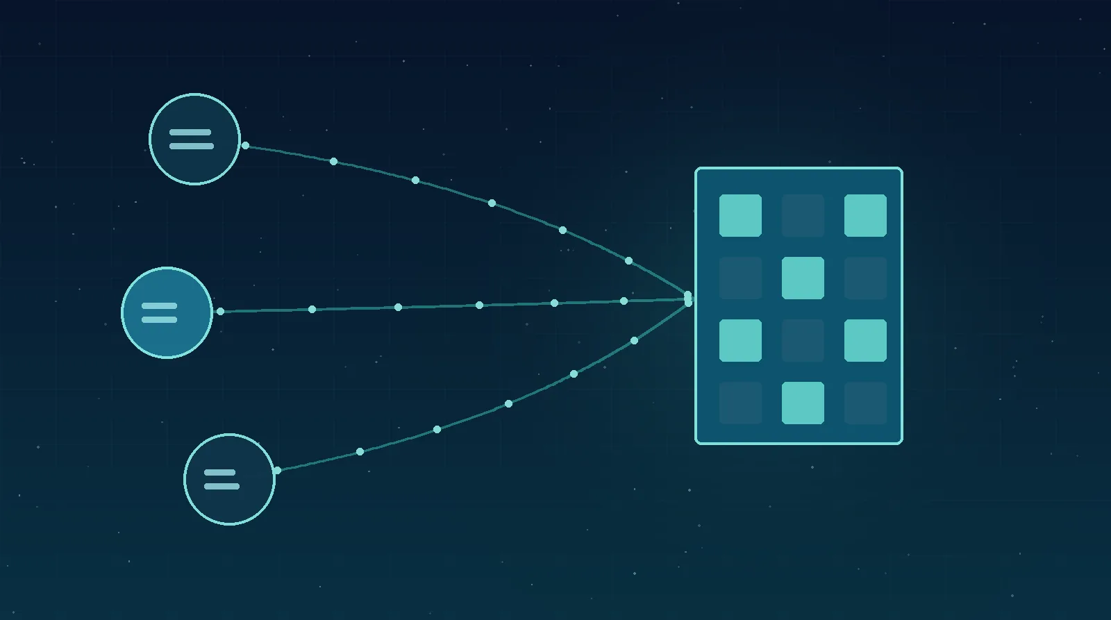 Flux de financement stylisé bleu-teal reliant des dispositifs publics à une PME, symbolisant les aides à la transformation numérique
