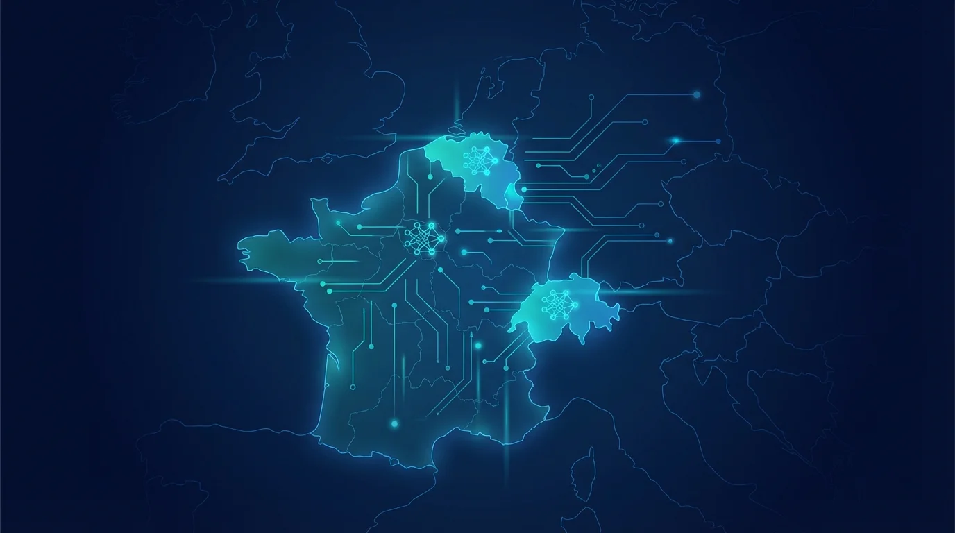 AI automation in Belgium, Luxembourg and French-speaking Switzerland - map of Europe