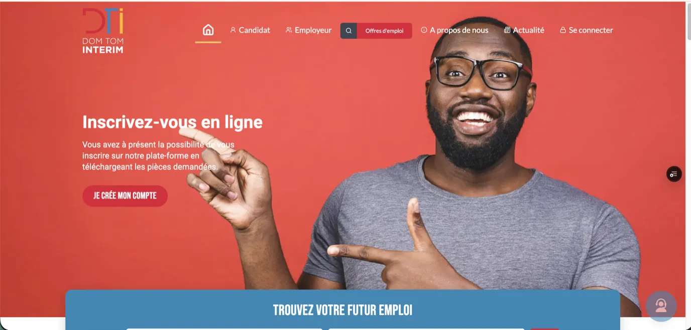 Formulaire d'inscription en ligne de l'agence DT INTERIM