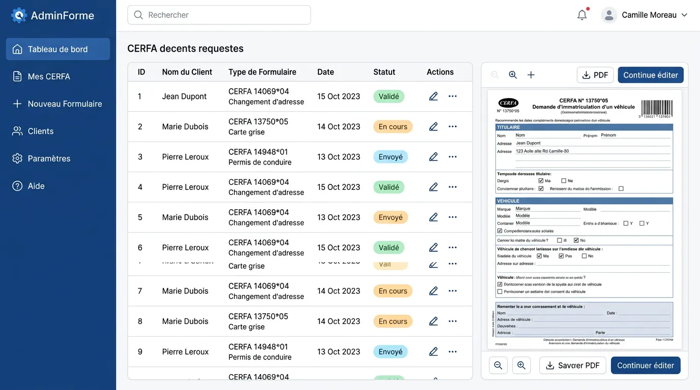 Demandes CERFA automatisées